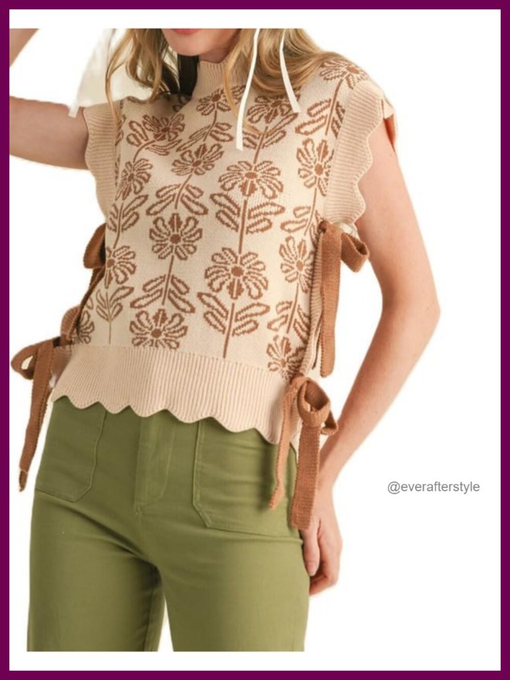 Y2K Ribbon Bow Knit Sweater Vest Chunky Cap Sleeve Crop